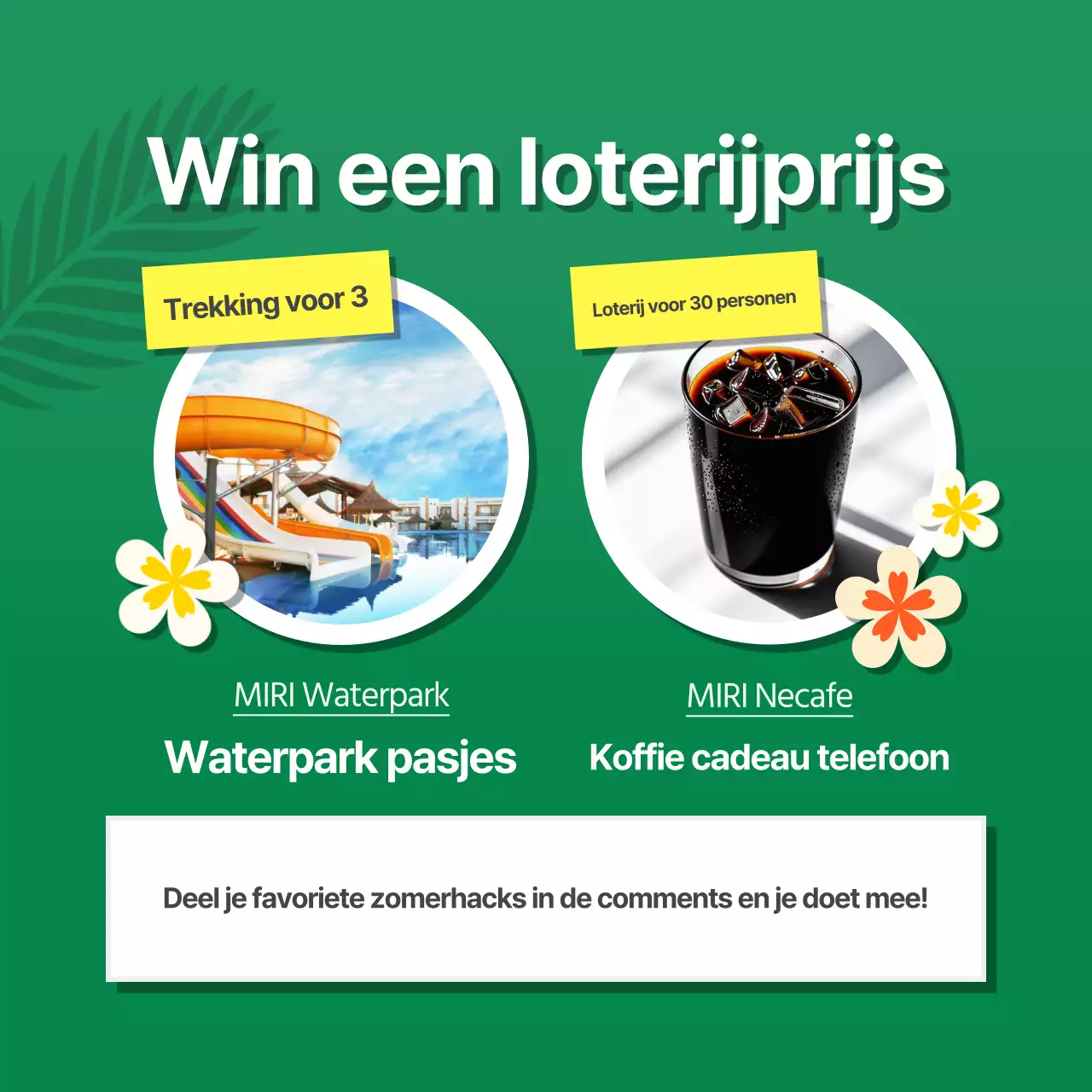 Promoot een tropisch zomerevenement in blauw en geel