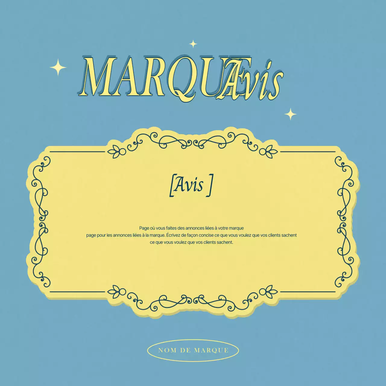 Annonces simples de magasins en bleu clair et jaune