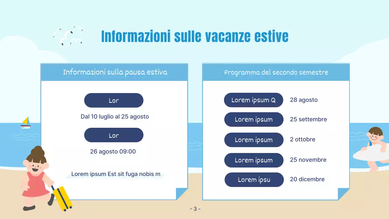 Una bella presentazione per le vacanze estive in blu e beige