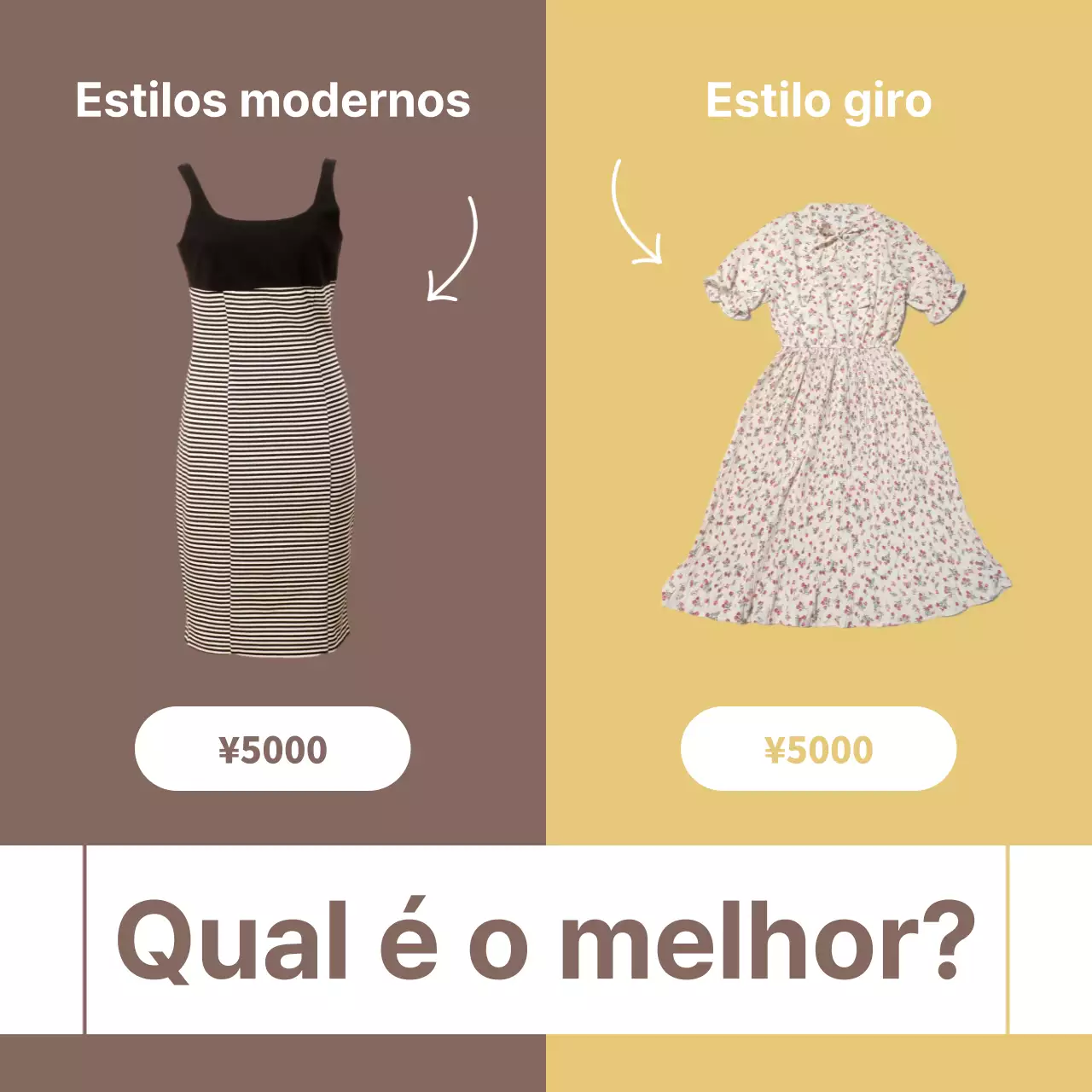 Postes publicitários de vestuário modernos em castanho e amarelo.