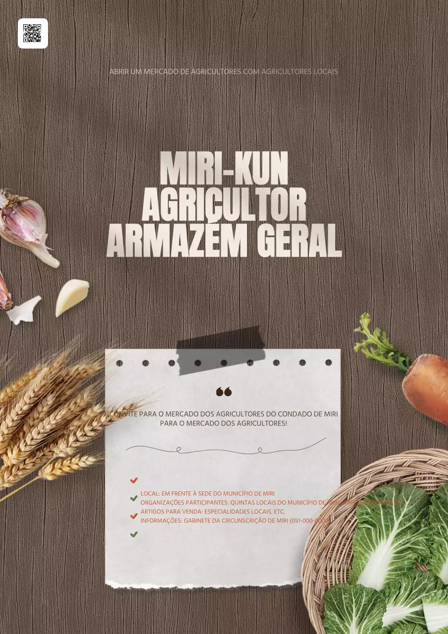 Promover mercados de agricultores municipais naturais em castanho e marfim
