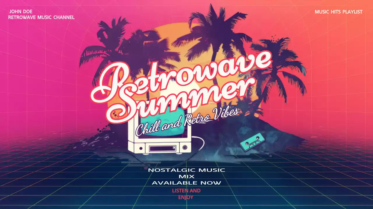 Pink Retro Music Playlist YouTube Thumbnail