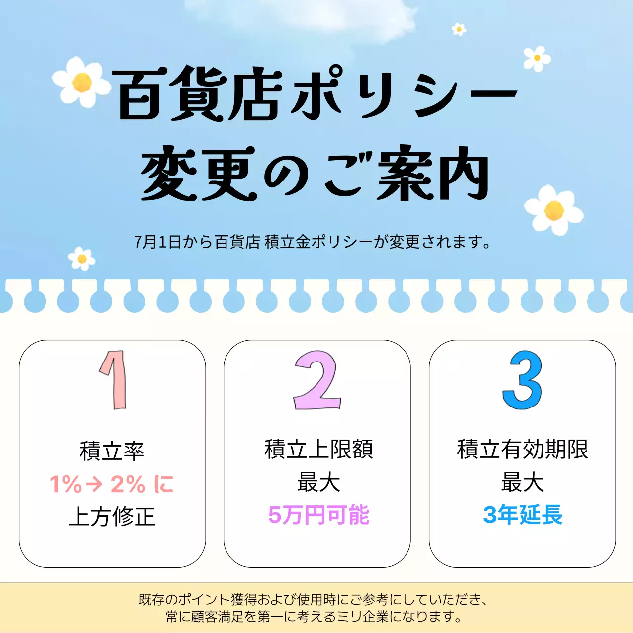 青 シンプル お知らせ ポスター SNS投稿 正方形