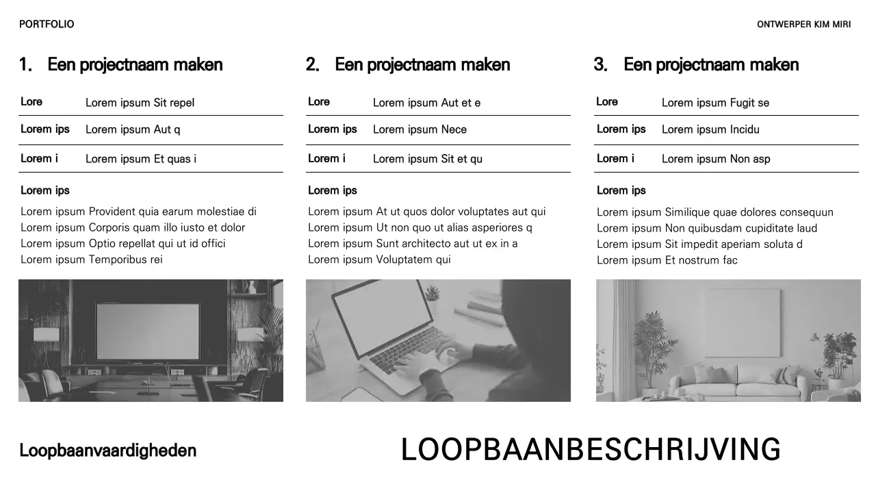 Een basis zwart-wit carrièreportfolio