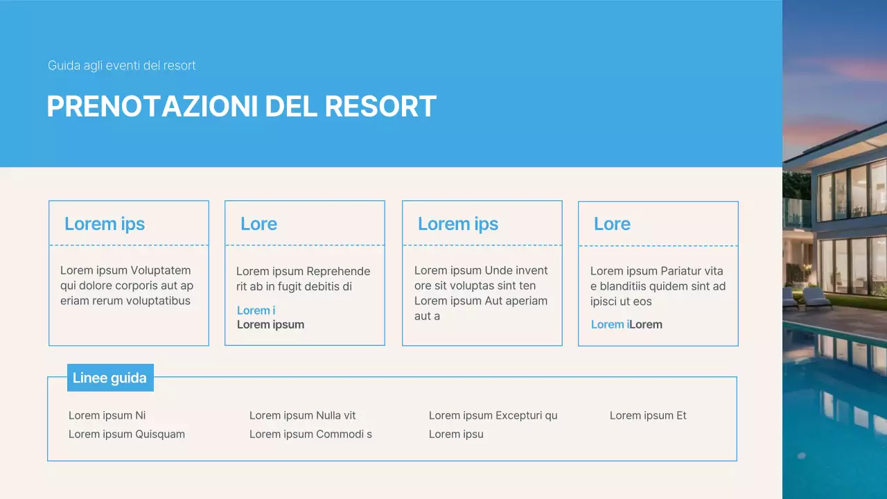 Un semplice primer resort blu e avorio