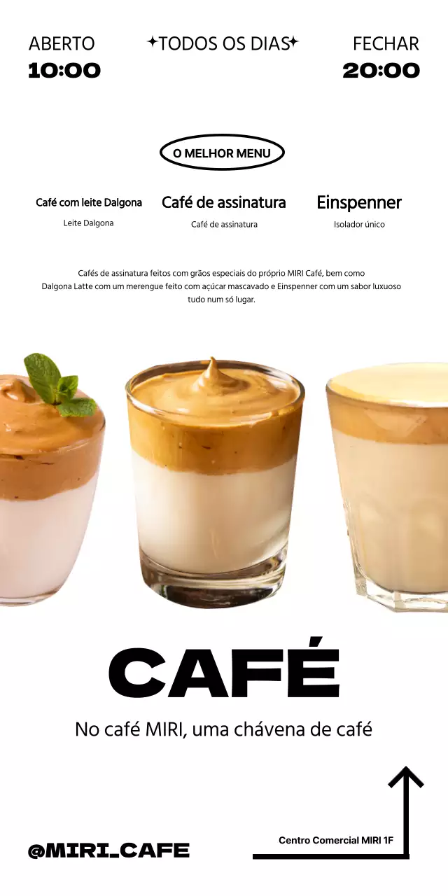 Promova o menu do seu café num estilo moderno