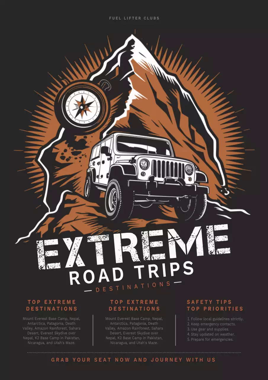 Orange Vintage Road Trips Promotion Poster