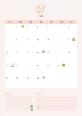 Mooie roze en witte kalender.