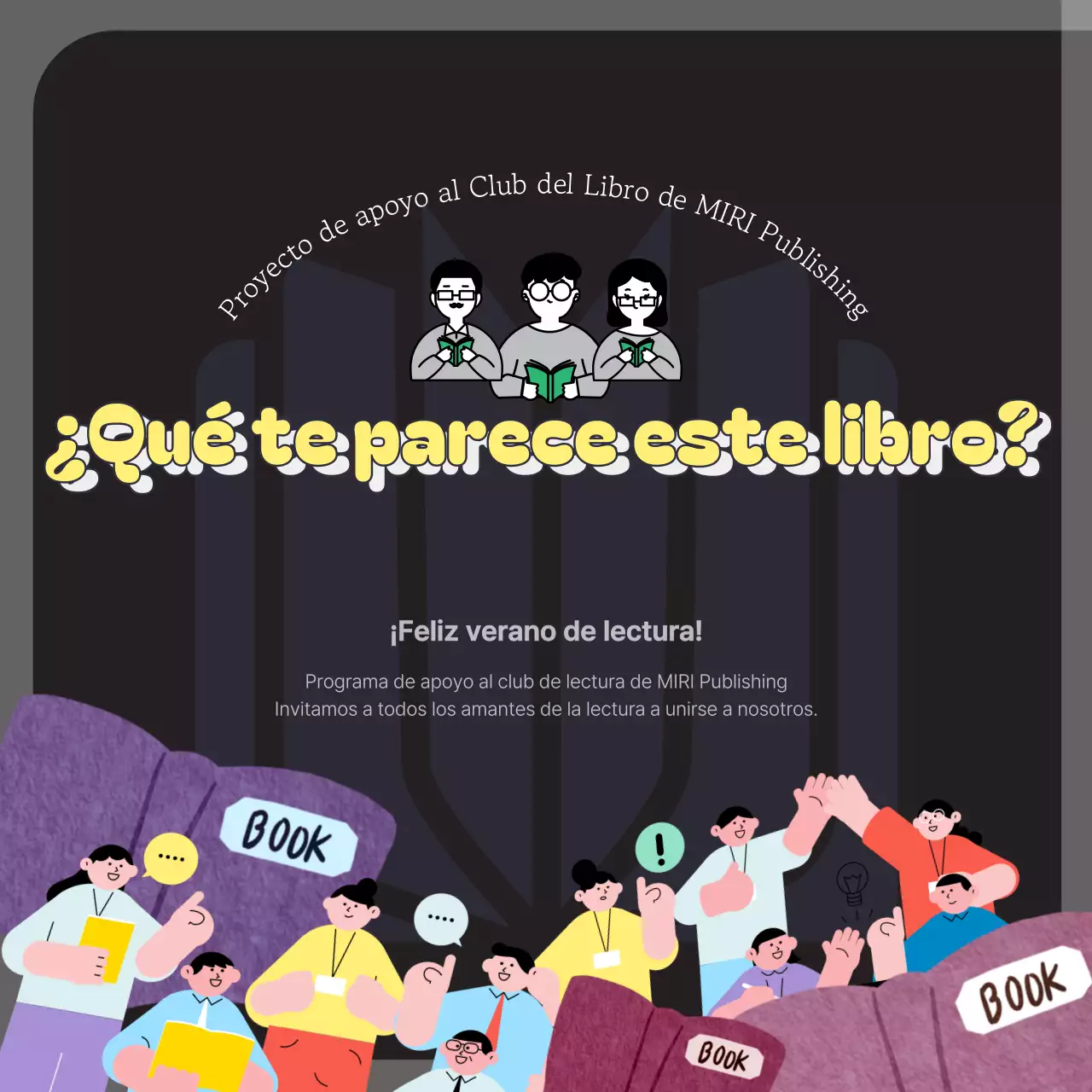 Promover el apoyo a un sencillo club de lectura en azul marino