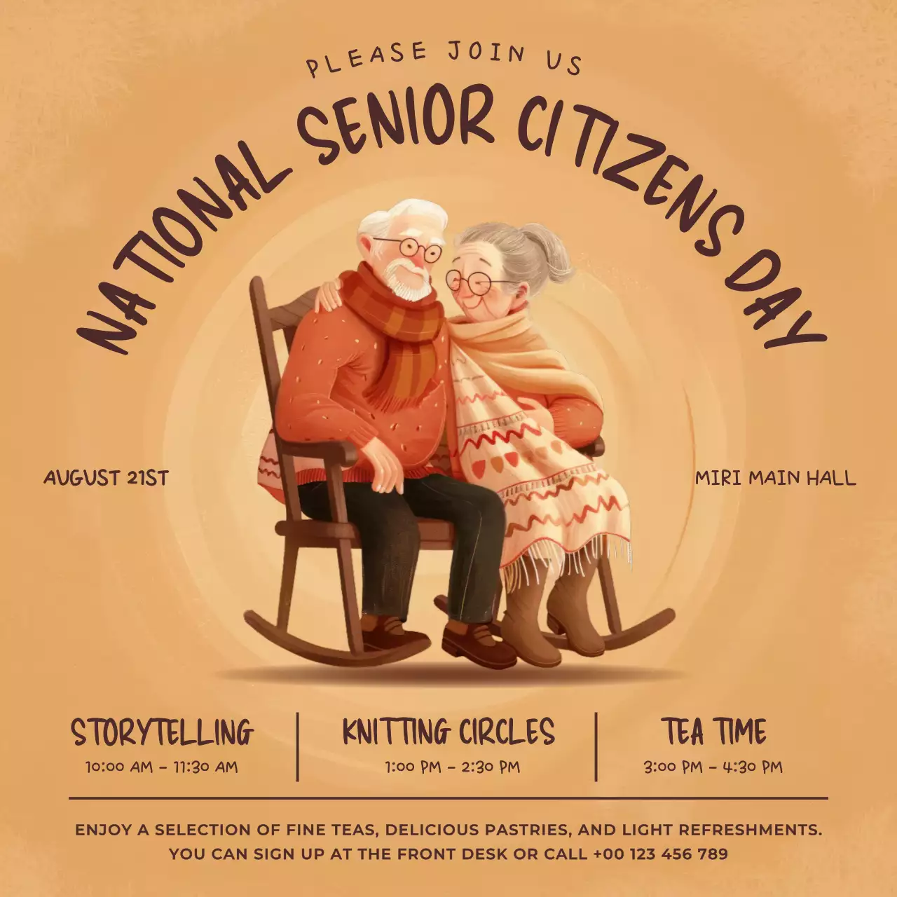 Beige Vintage Senior Event Announcement Social Media Post