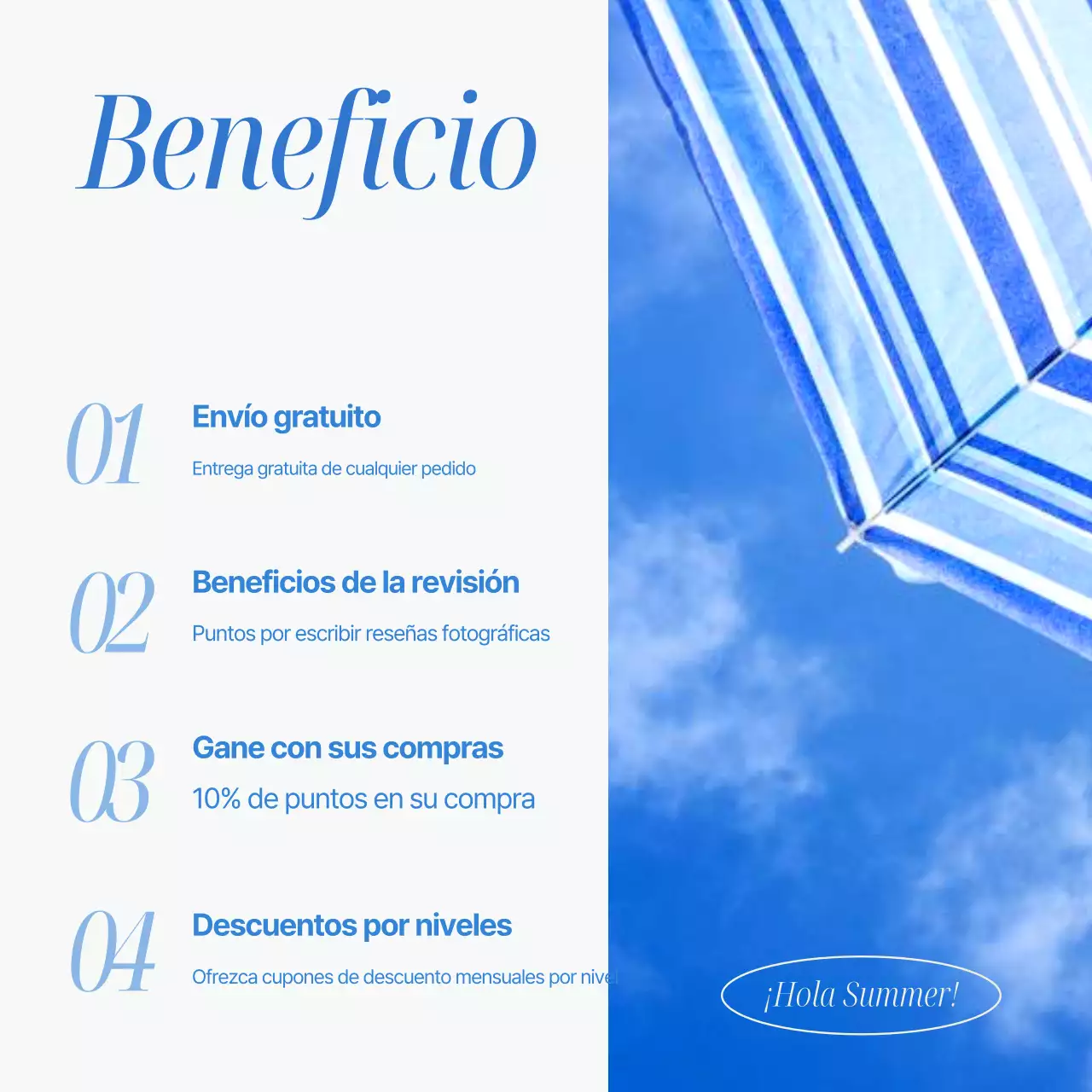 Sencillo anuncio de evento inspirado en el verano en azul claro y azul