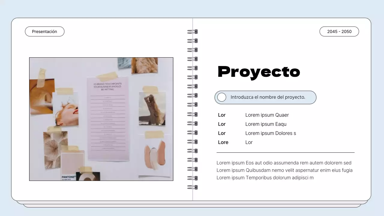 Cartera con marco de notas sencillo en azul claro