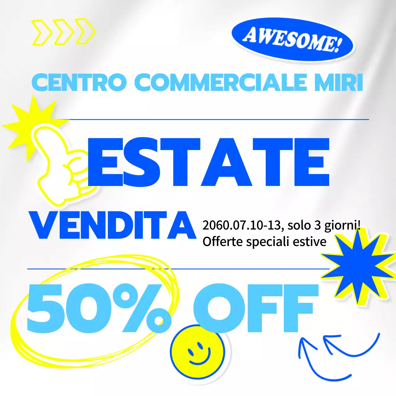 Promuovere una simpatica vendita in giallo e blu