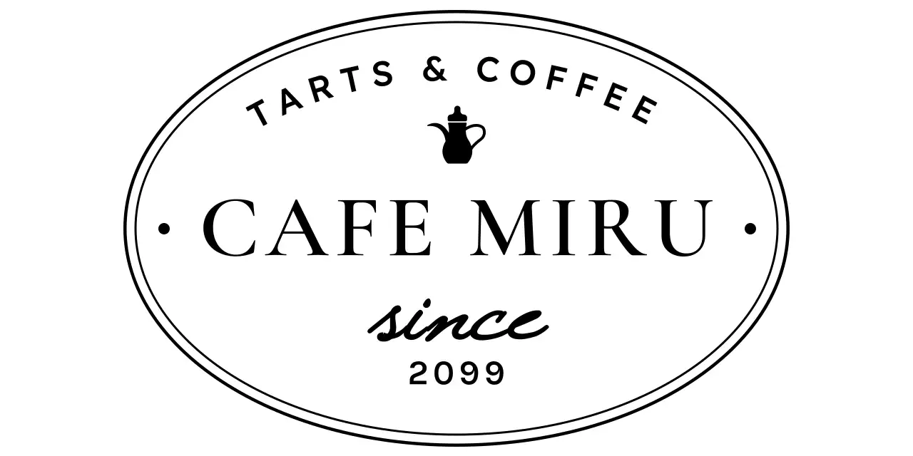 高級感のある円形のラインフレームコンセプトのデザートカフェのロゴマーク