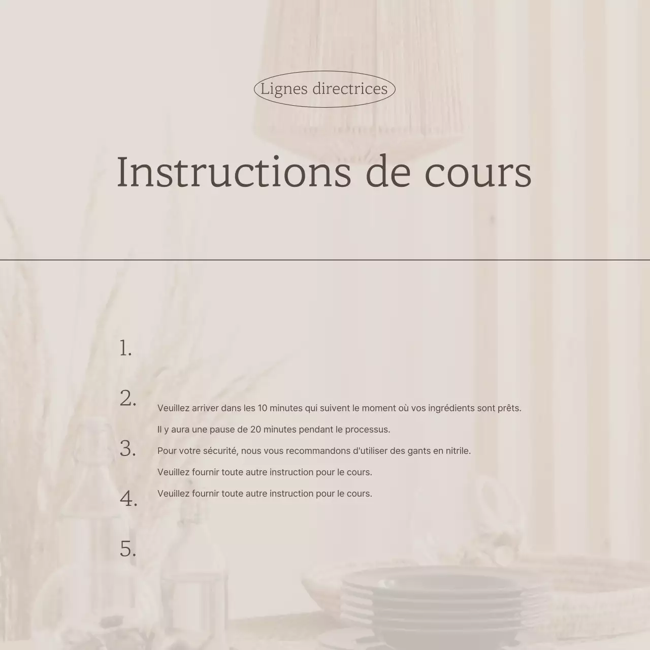 Annonce d'un cours luxueux d'une journée sur l'ivoire et le marron