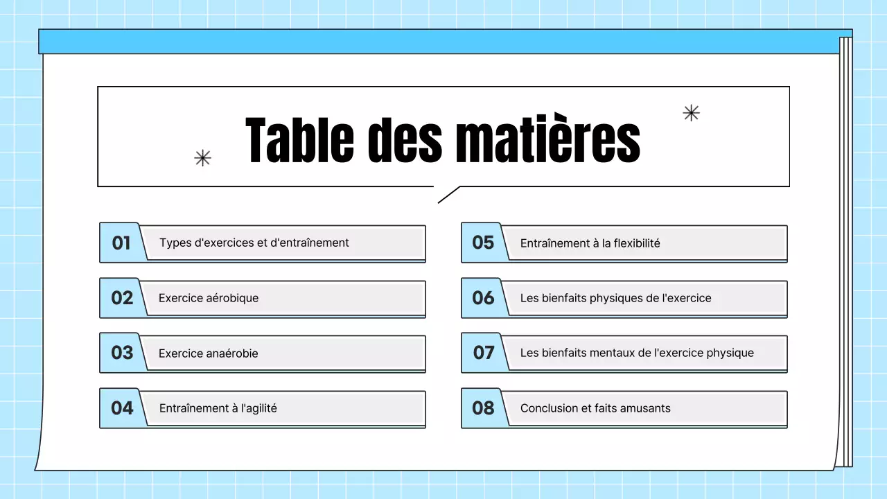 Matériel pédagogique bleu clair pour l'exercice physique simple et la santé