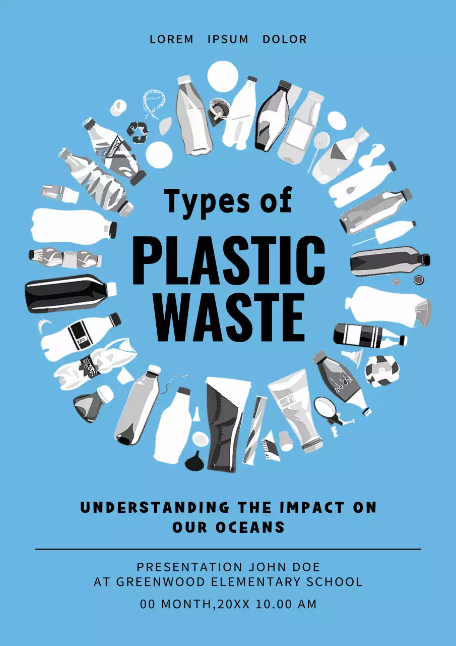 Blue Modern Plastic Waste Presentation Poster