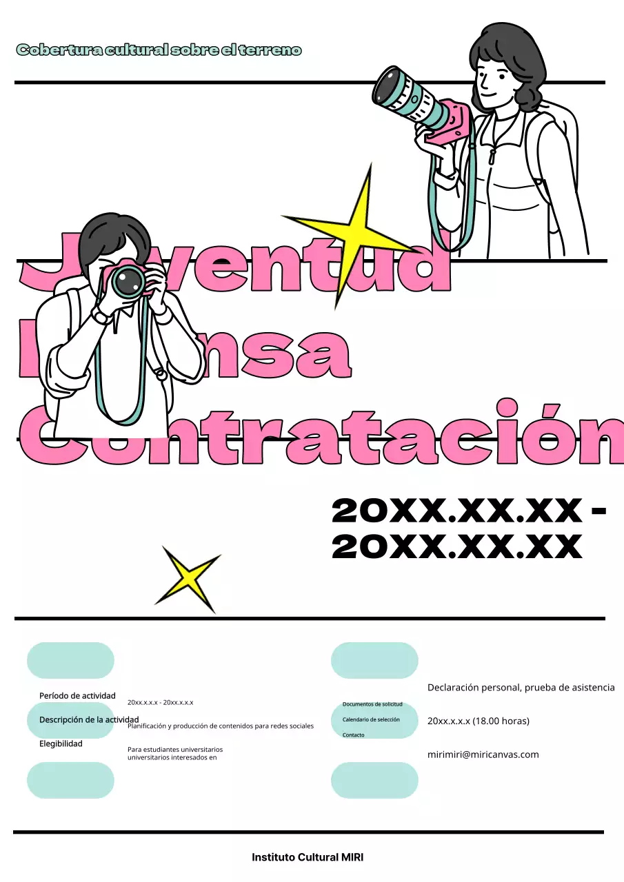 Se buscan periodistas de medios de comunicación de color rosa y blanco.