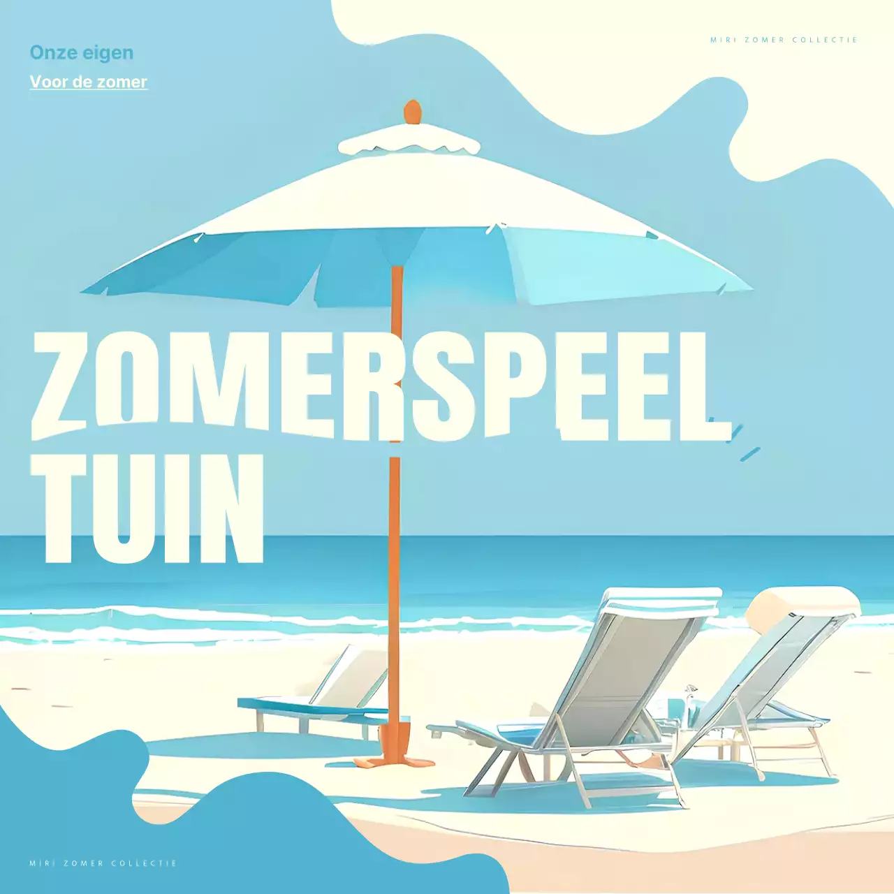 Eenvoudige zomervakantiepromotie in wit en lichtblauw