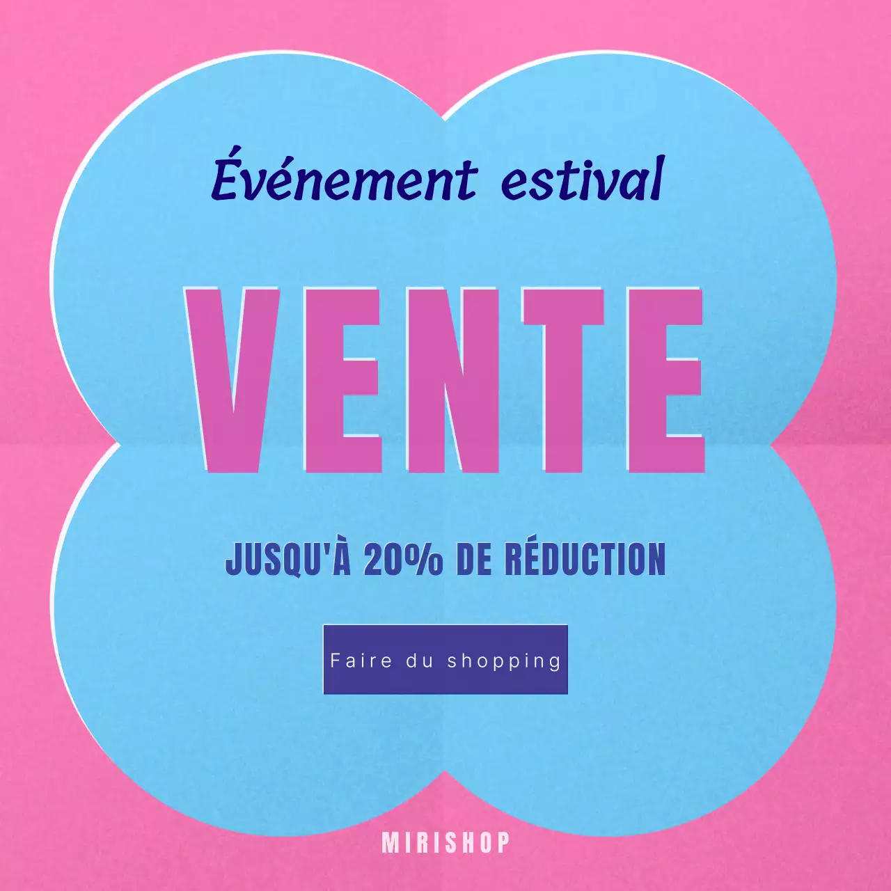 Annonce d'événement estival d'inspiration rétro en rose vif et bleu clair