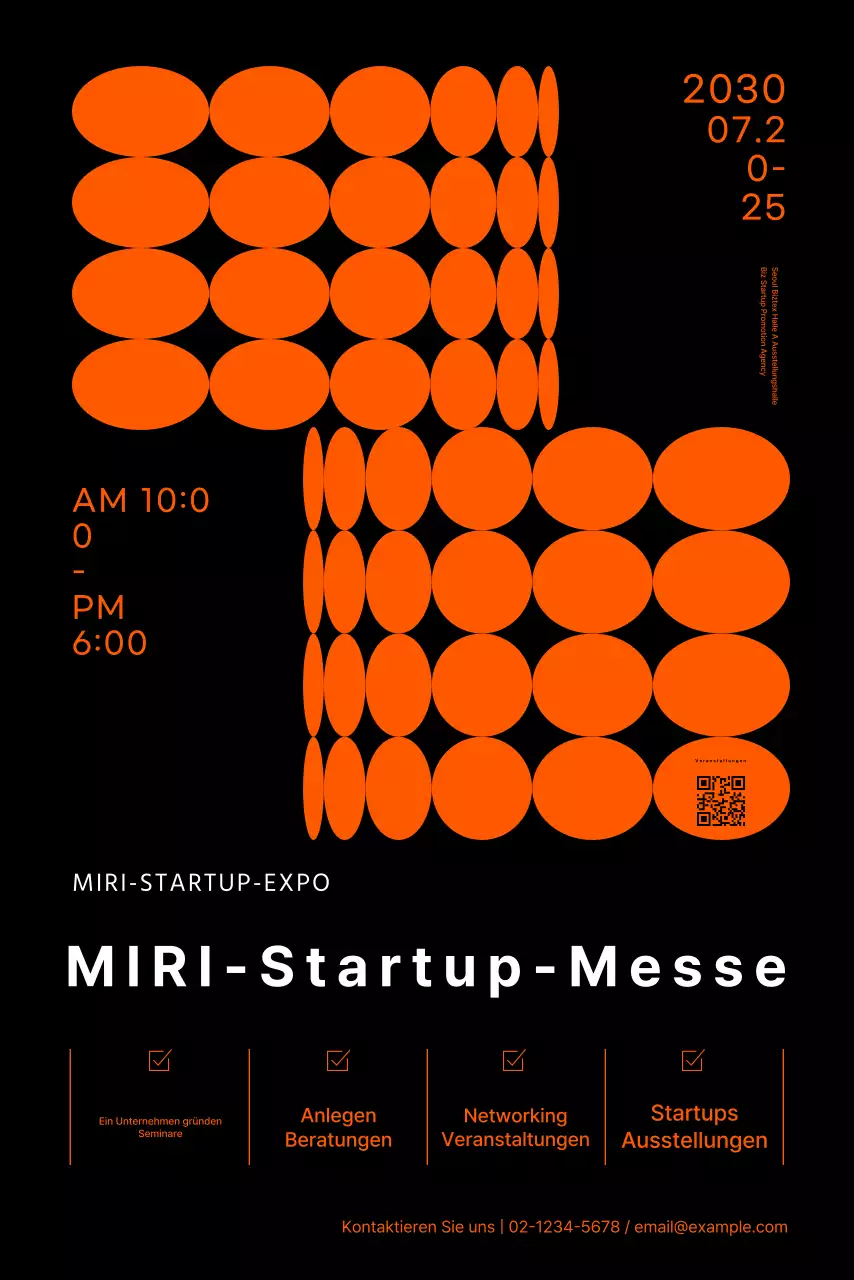 Startup-Messe-Banner mit Neon-Grafiken
