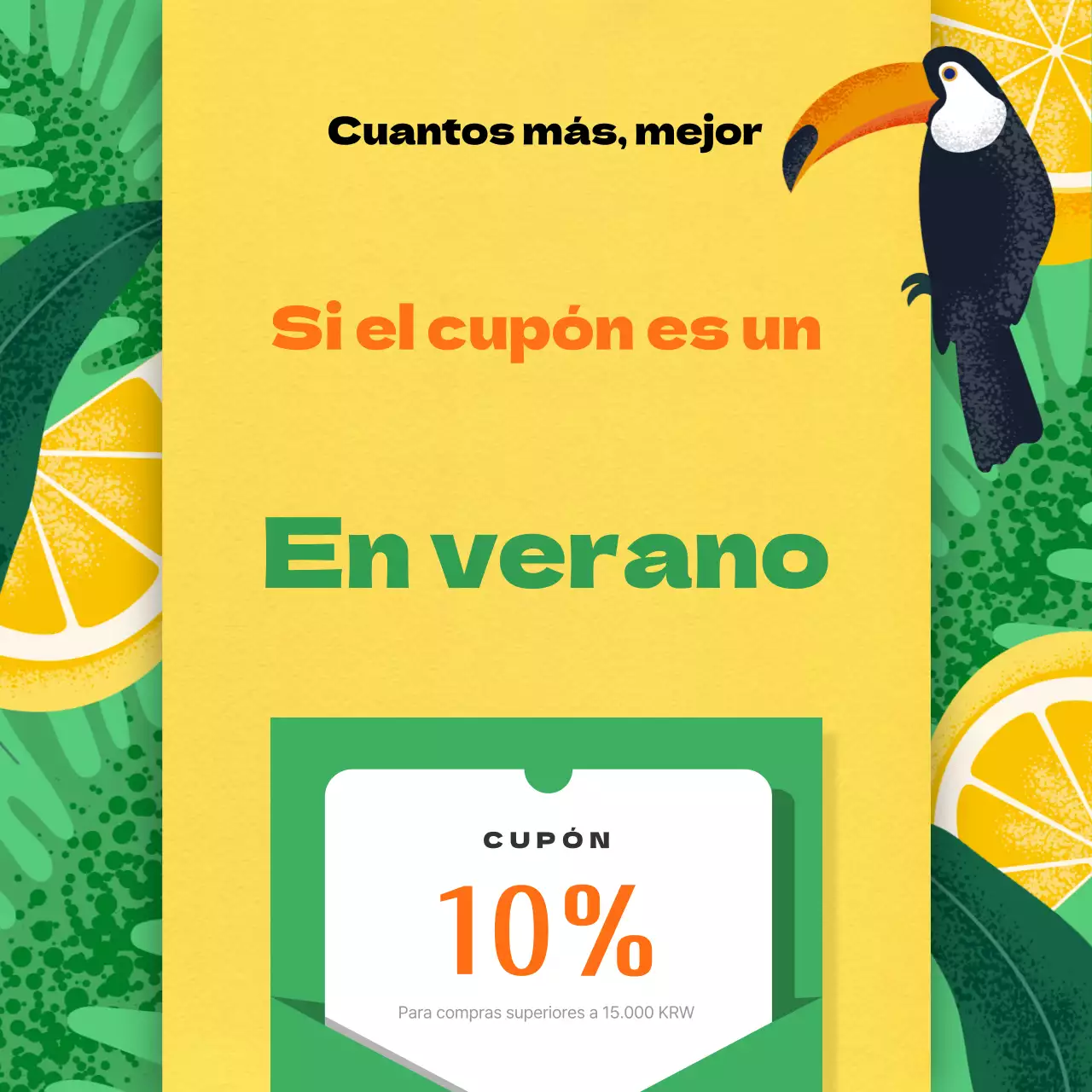 Promocione un evento de cupones tropicales en verde