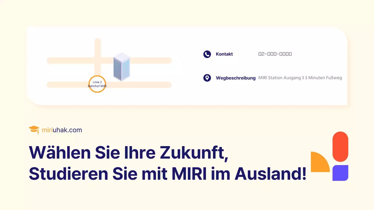 Ein einfacher gelb-orangefarbener Prospekt für ein Auslandsstudium