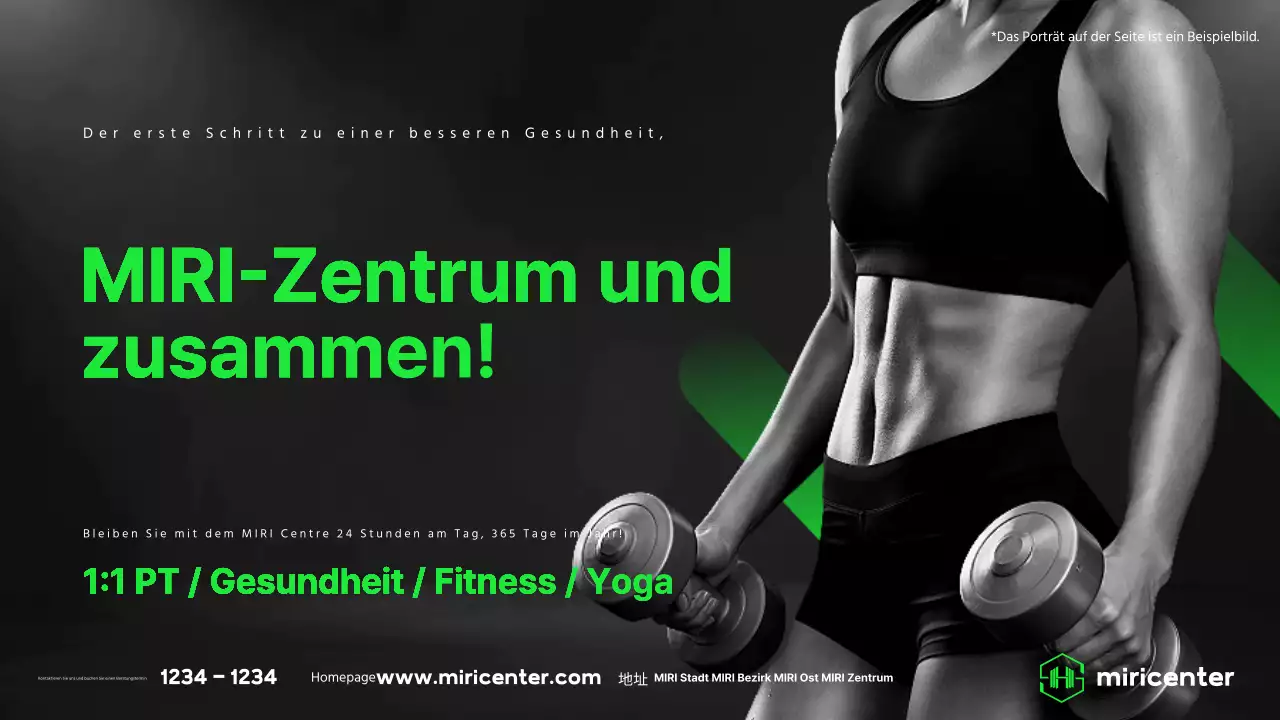Werben Sie für Ihr Fitnessstudio mit schwarzen und lindgrünen Akzenten