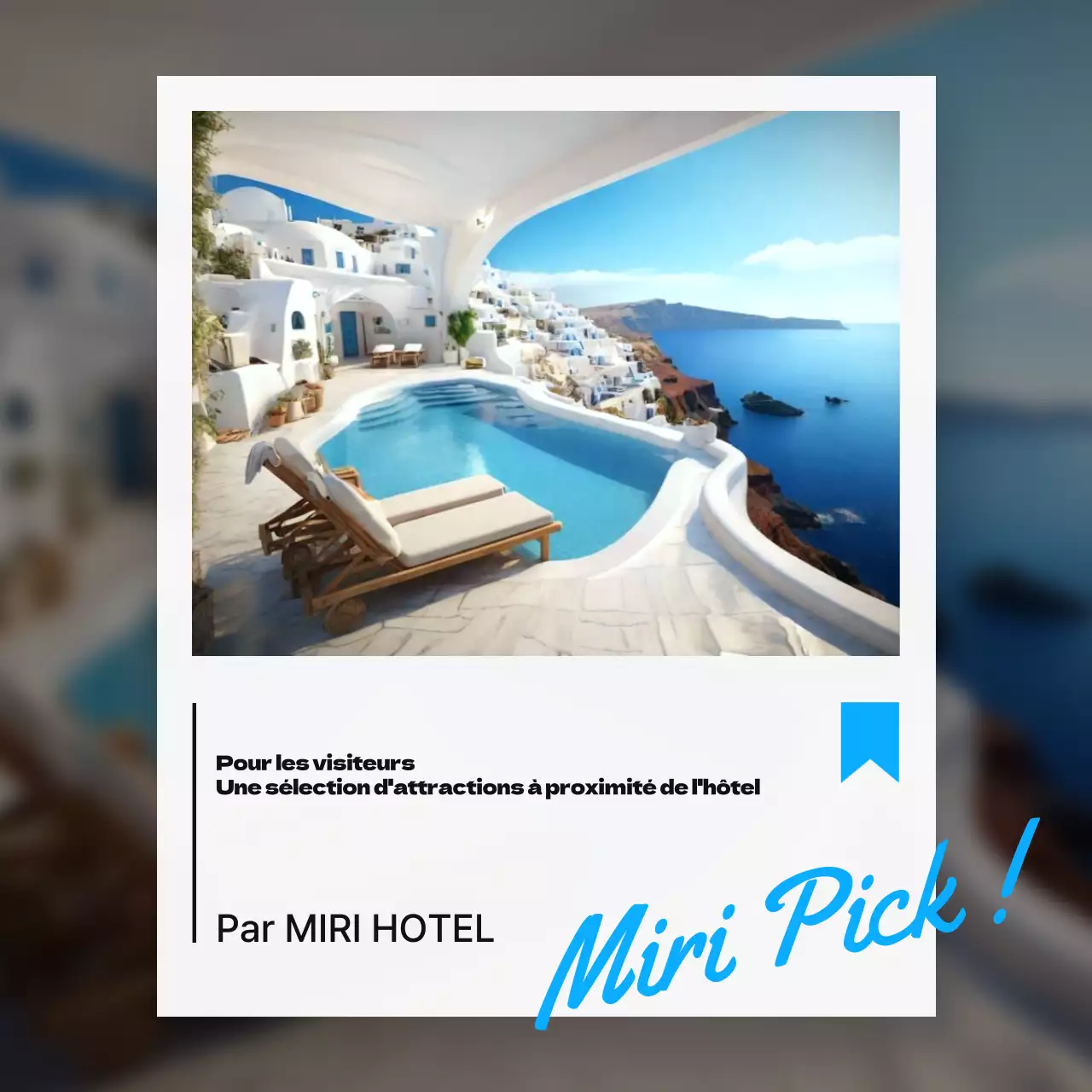 Promouvoir les attractions à proximité en utilisant une palette de couleurs simples (blanc et bleu clair).