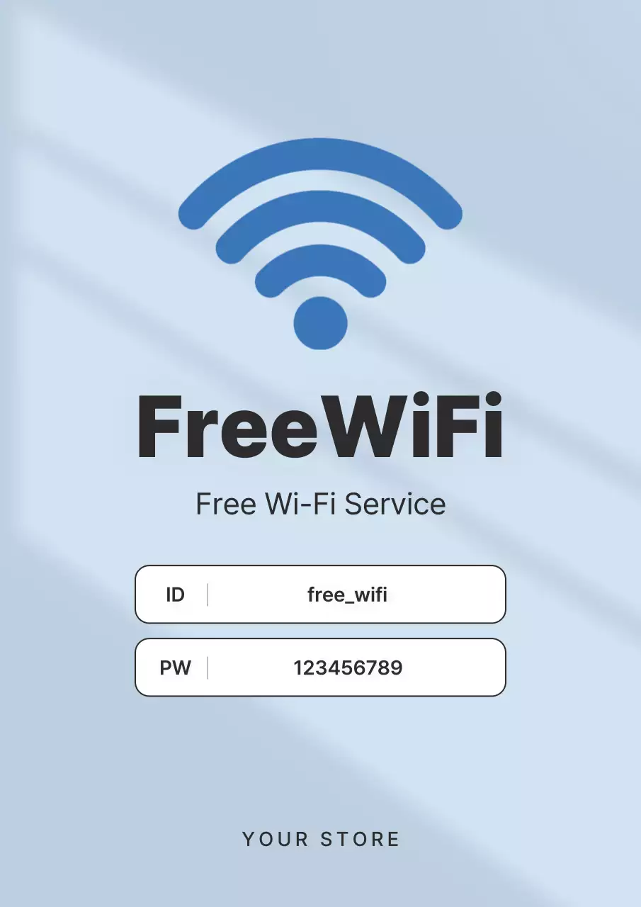 Blue Minimal Wifi Notice Poster