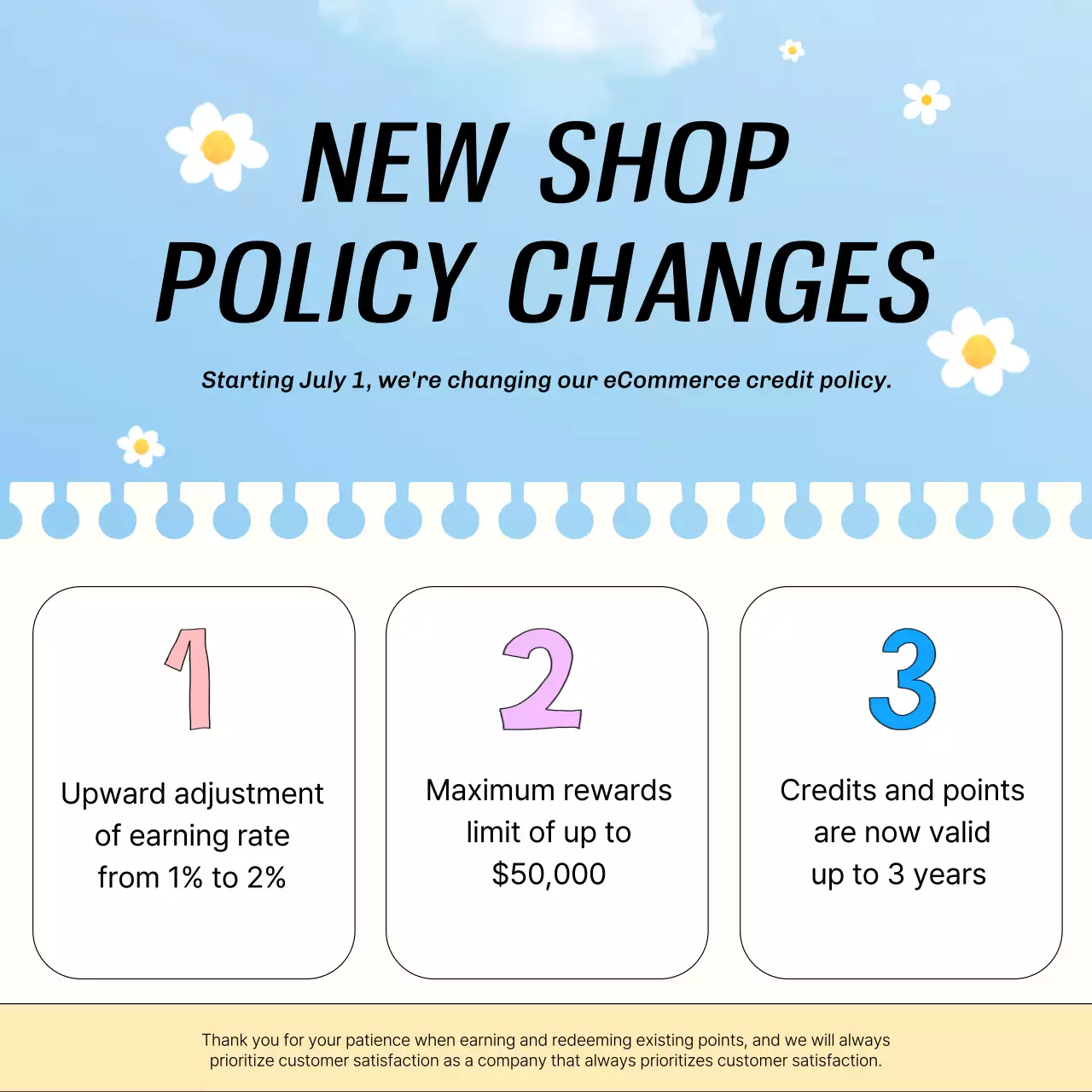 Announcing a change to the light blue and yellow natural mall policy