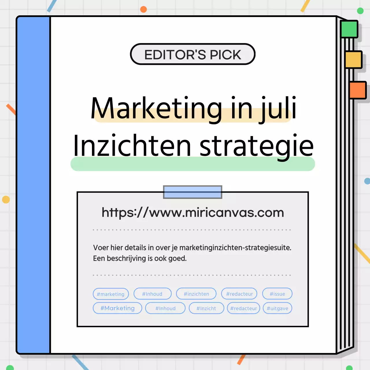 Promoot een eenvoudige zwarte en lichtblauwe marketinginzichtenstrategie