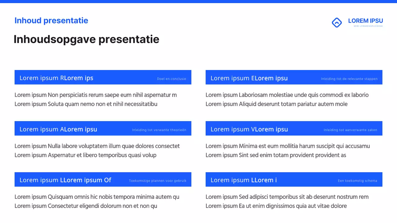 Eenvoudig trainingsmateriaal voor leerkrachten in blauw en zwart