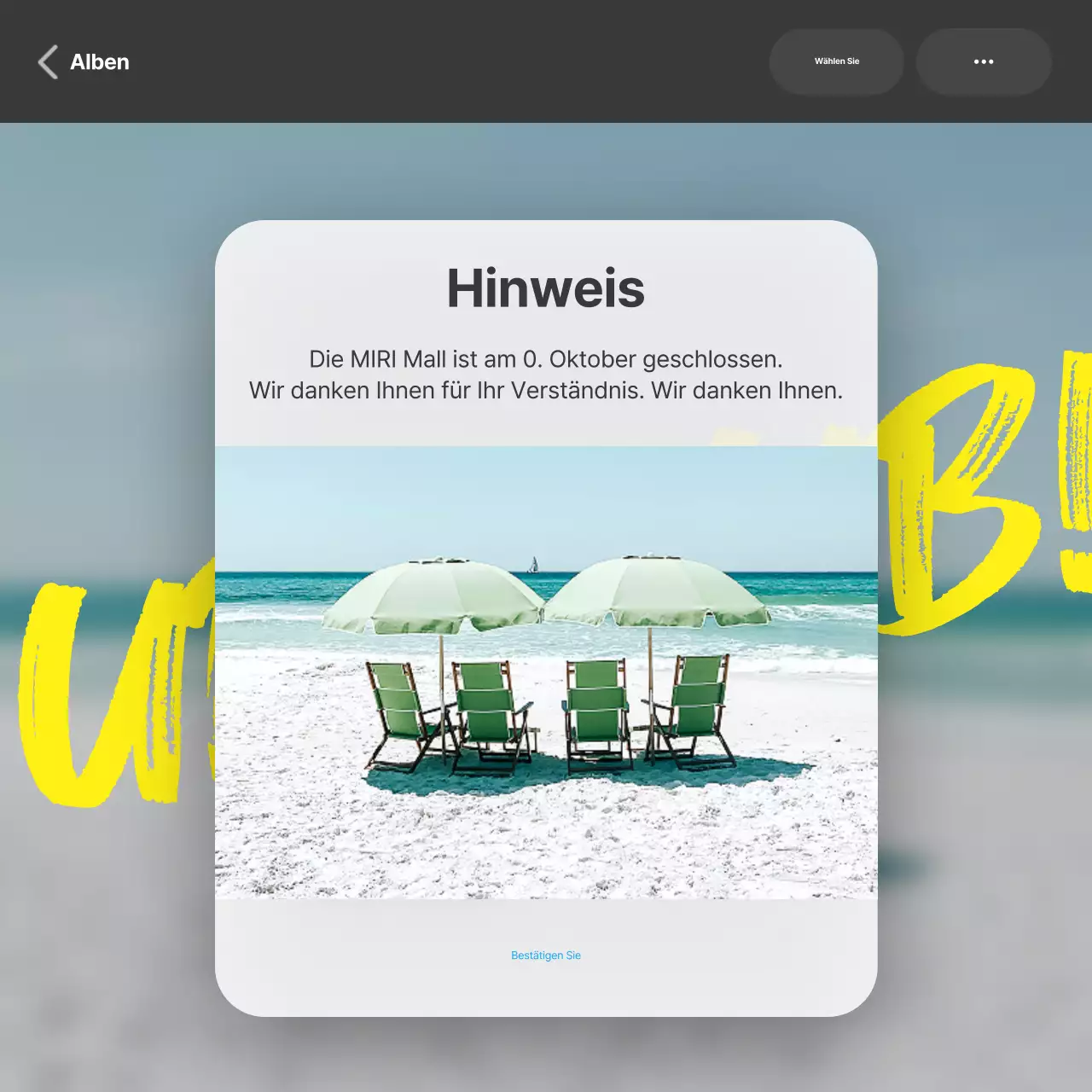 Trendige Verschlussankündigungen in Gelb und Hellblau