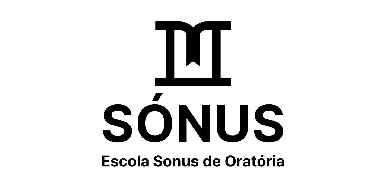 Desenho de uma escola de oratória com um ícone que representa um pódio