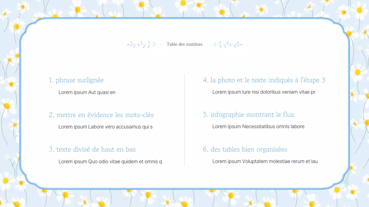 Présentation de simples fleurs d'été en bleu clair et jaune