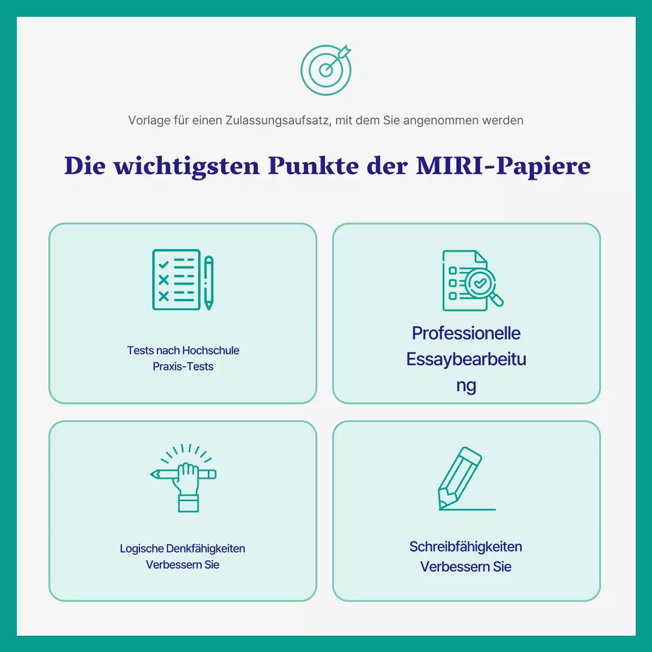 Einfache grüne und marineblaue Aufnahmeprüfung Aufsatz Schulförderung