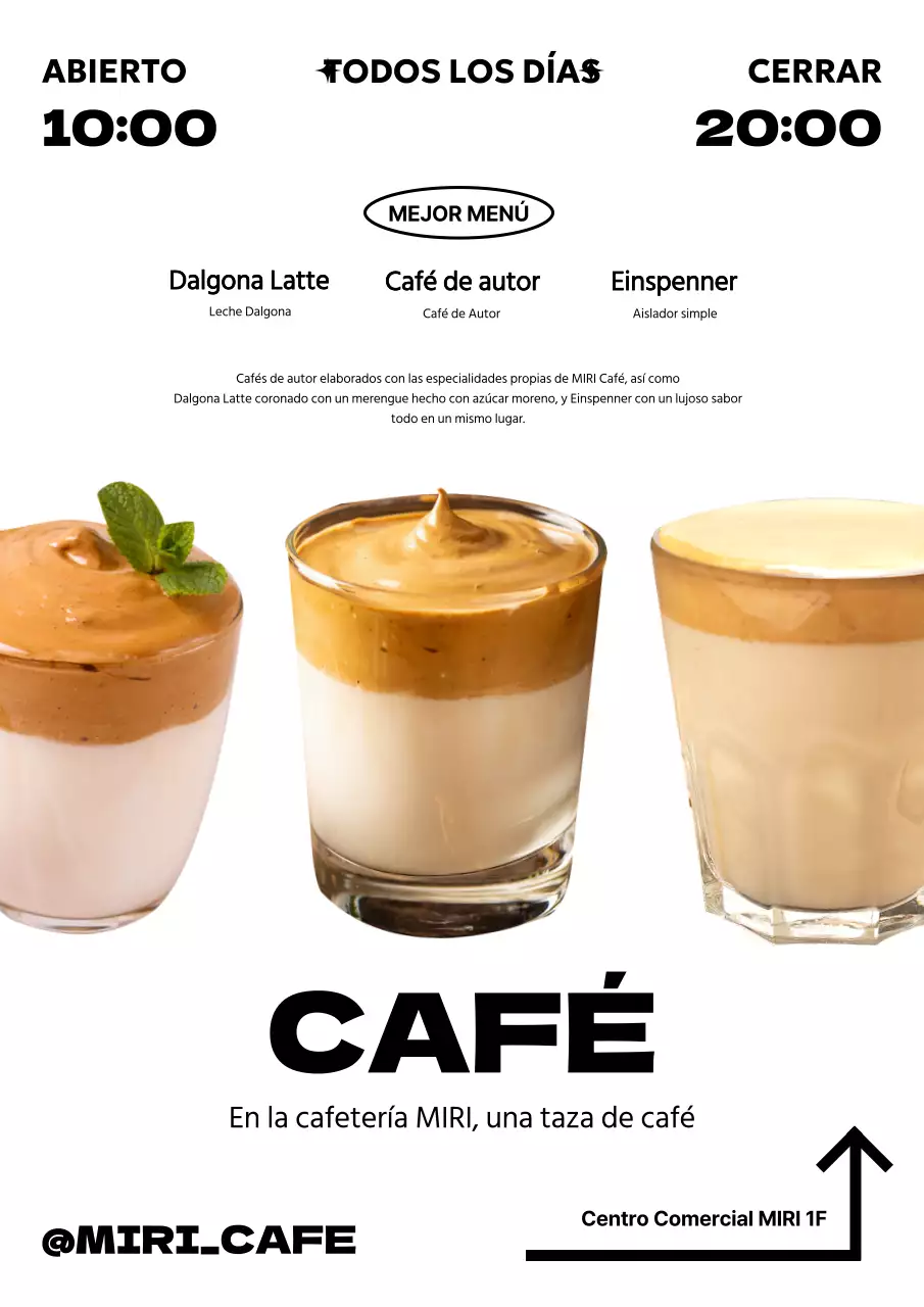 Promocione el menú de su cafetería con un estilo moderno