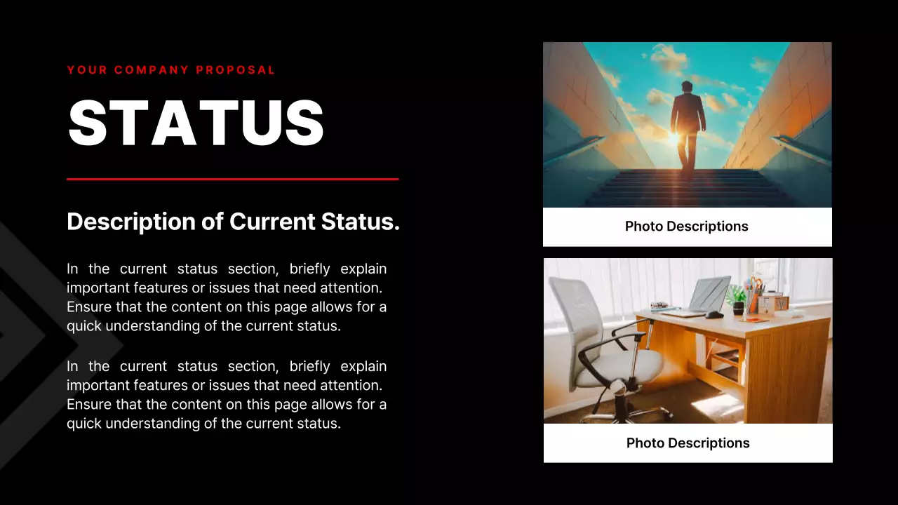 A simple corporate presentation in red and black