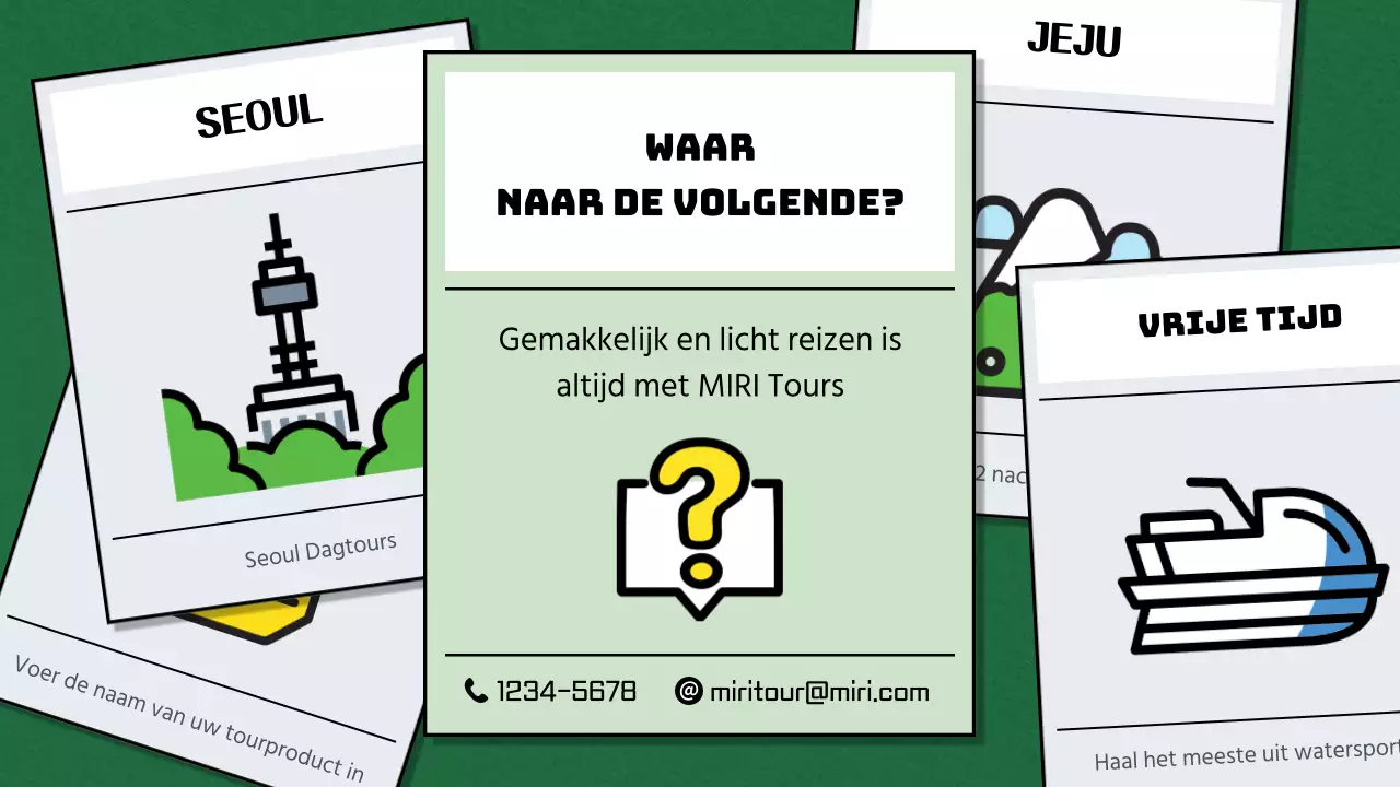 Promoot binnenlands pakkettoerisme in een groen-blauwe bordspelstijl met een twist