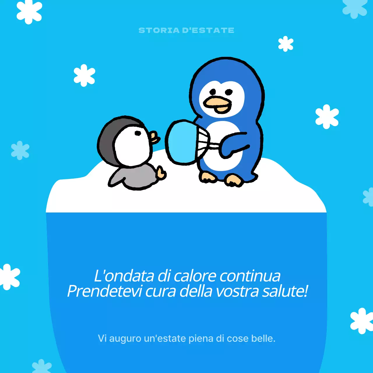 Un bel biglietto d'auguri estivo in blu e bianco