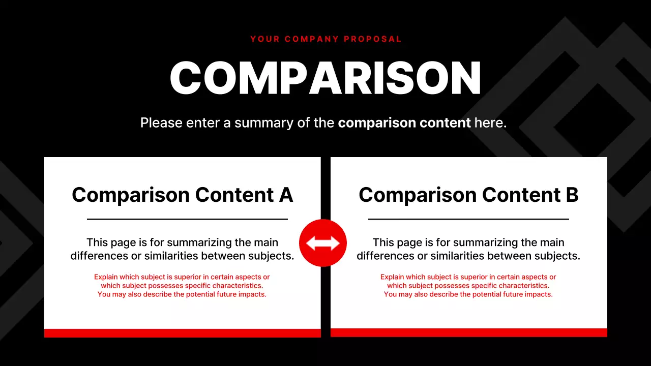 A simple corporate presentation in red and black