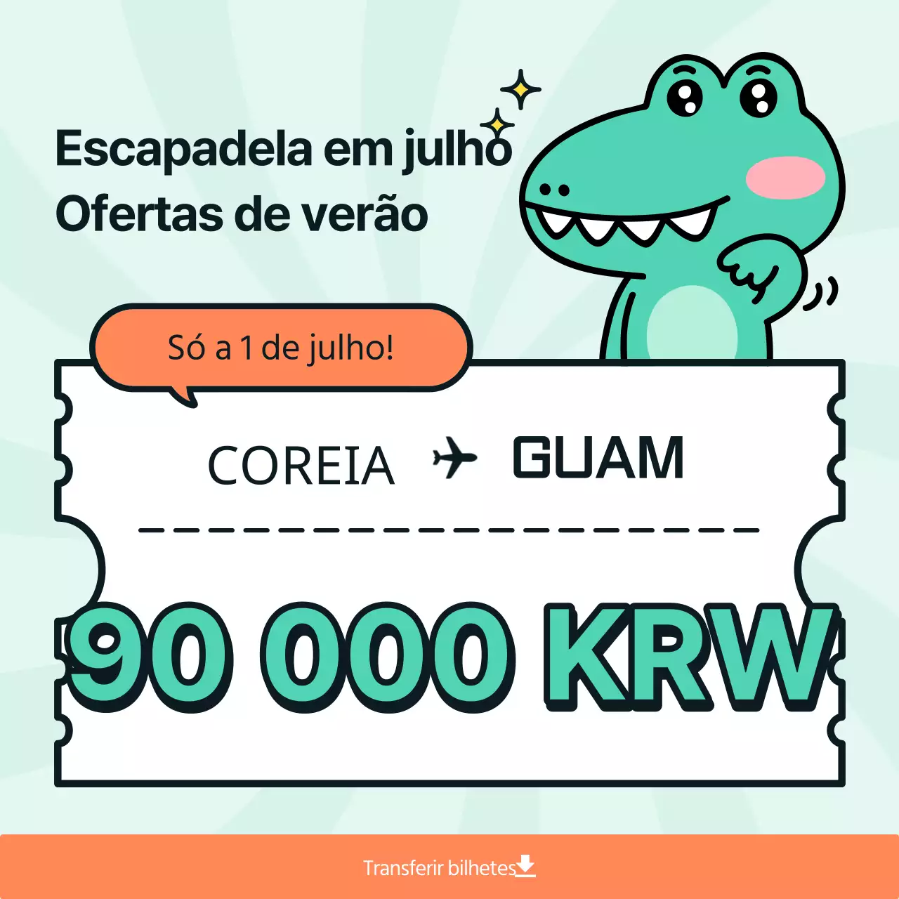 Promover ofertas de voos de verão kitsch em verde e branco