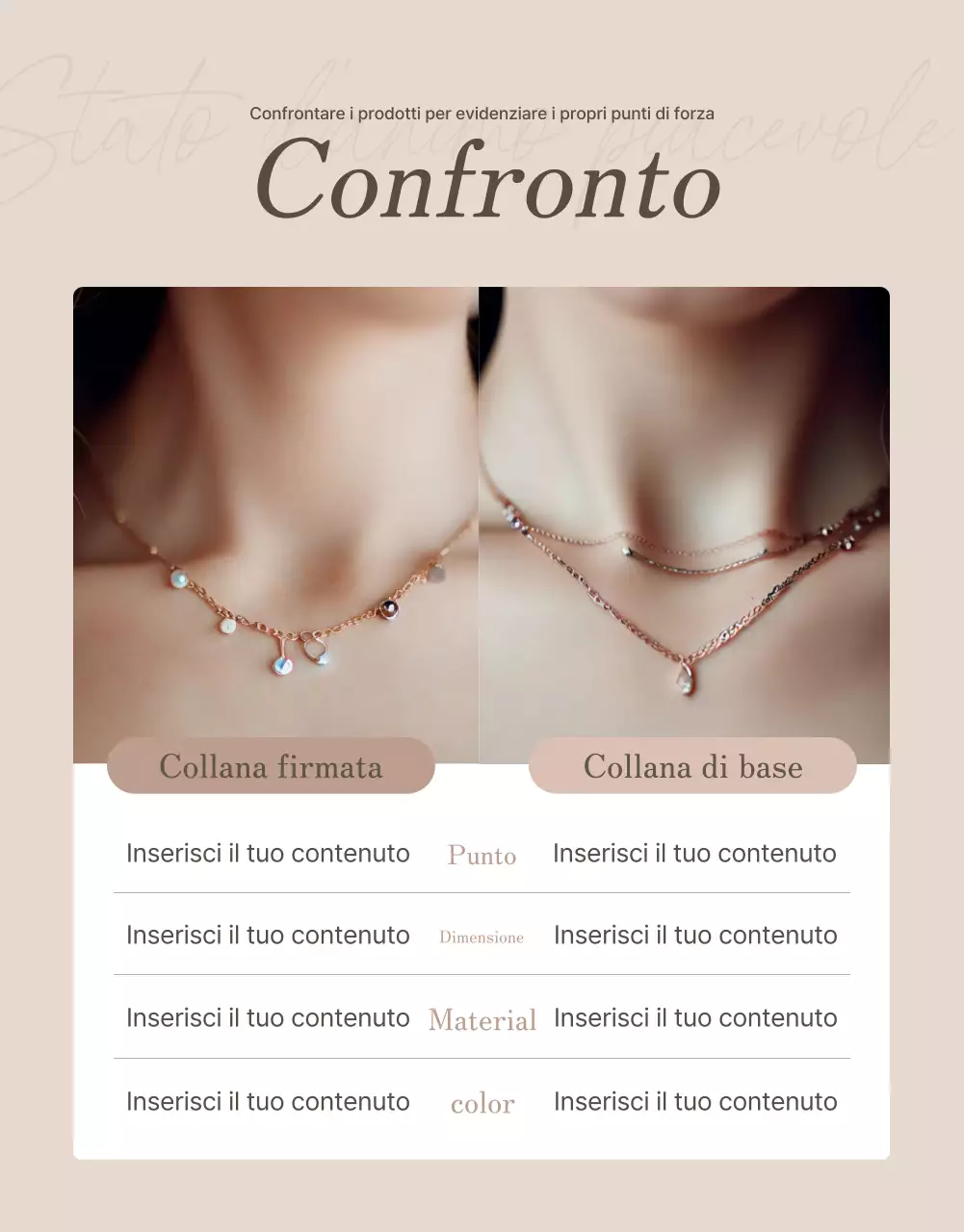 Promuovete la vostra pagina di controllo dei gioielli con i colori marrone e beige