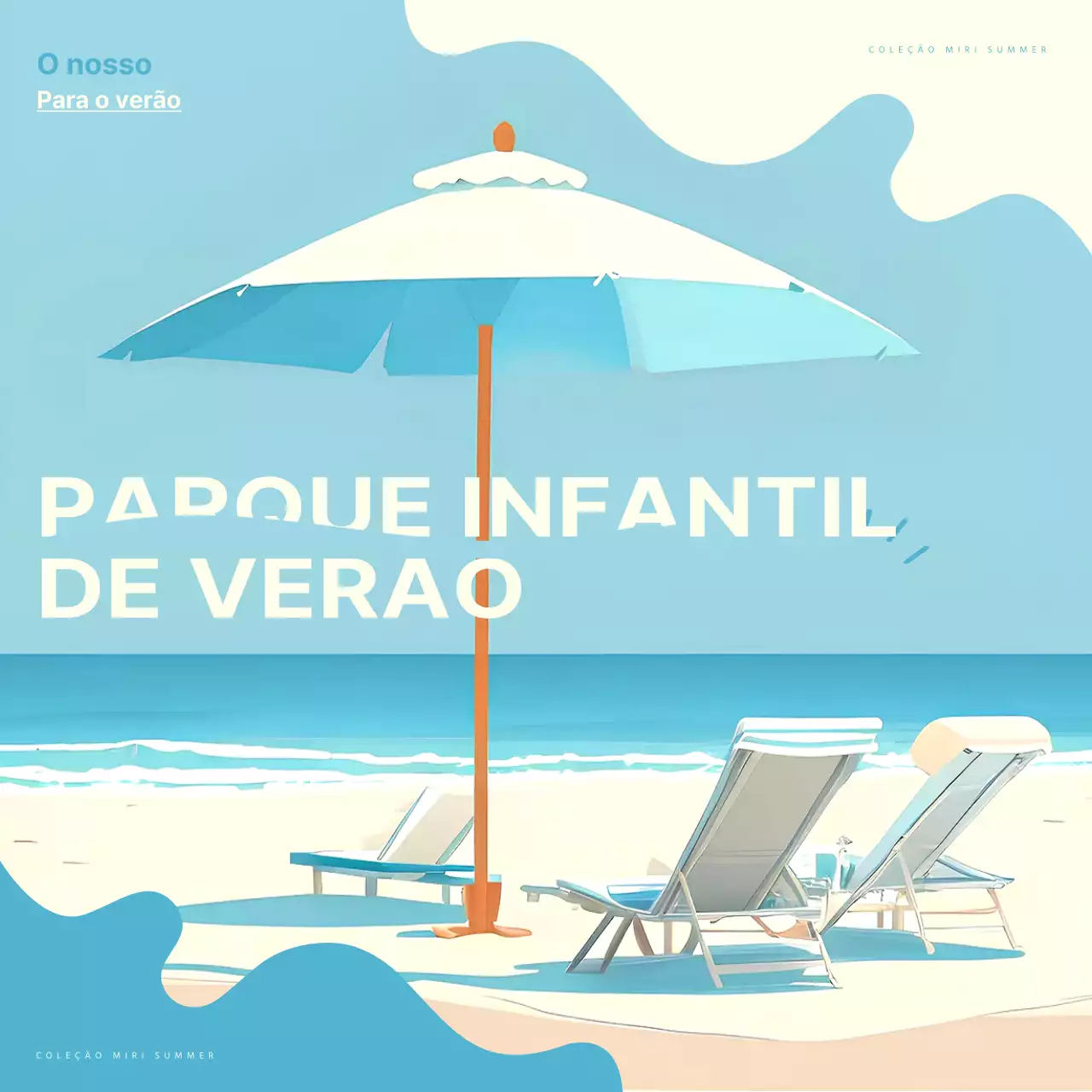 Promoção simples de férias de verão em branco e azul claro