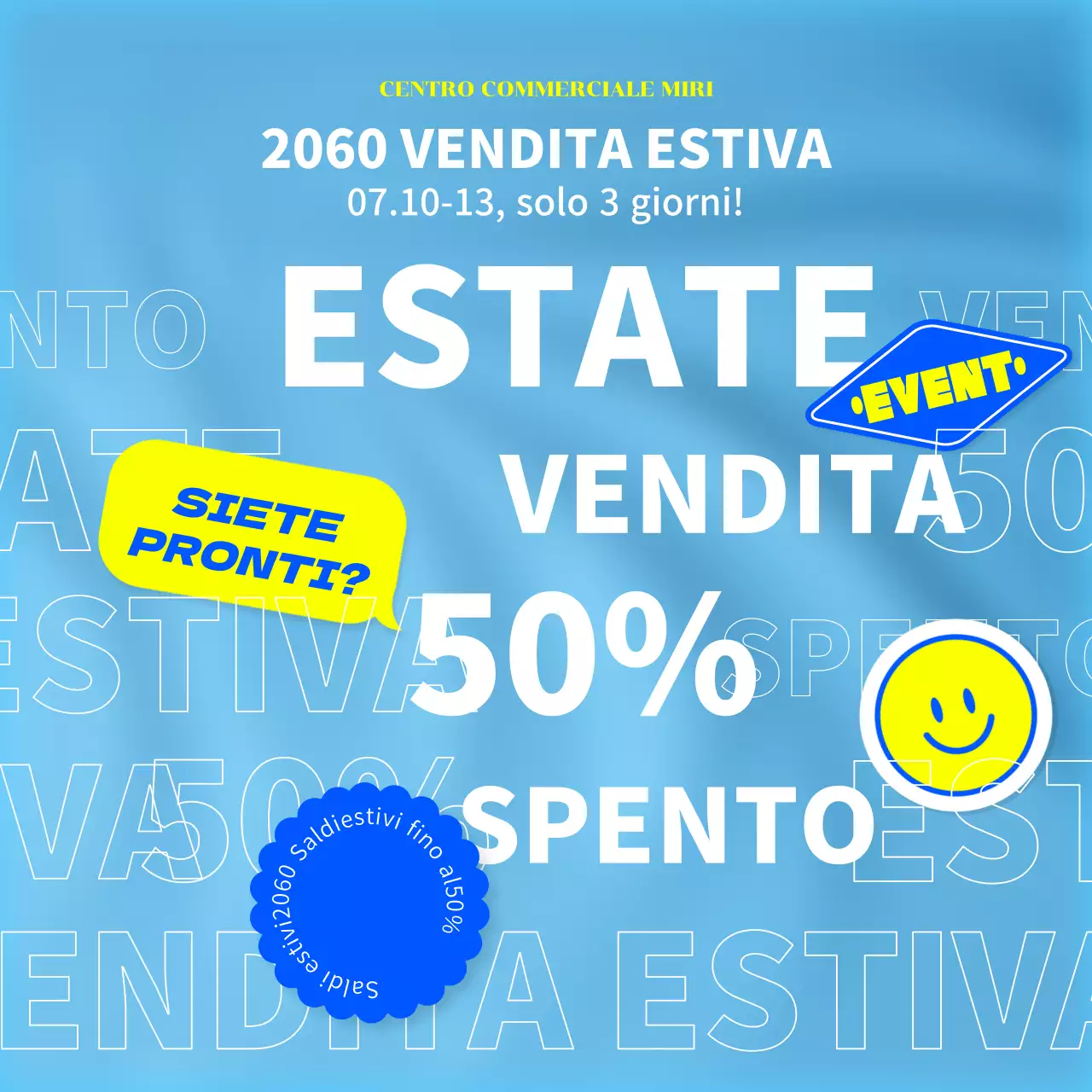 Promuovere una vendita kitsch in azzurro e bianco