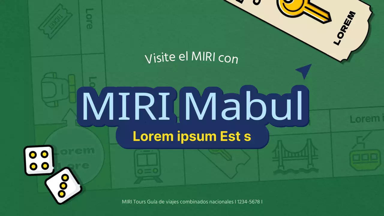 Promoción de viajes combinados nacionales en verde y azul, al estilo de los juegos de mesa