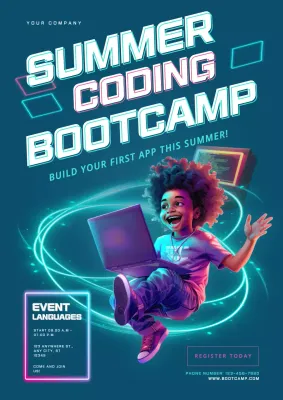 Teal Trendy Coding Event Poster