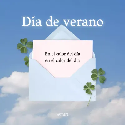 Un bonito anuncio de felicitación veraniega en azul claro y verde