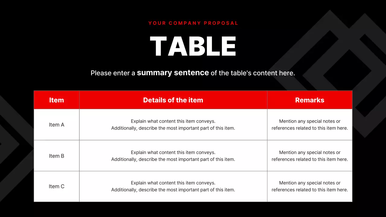 A simple corporate presentation in red and black